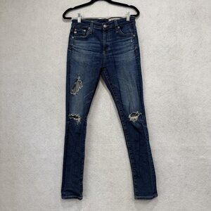 AG Adriano Goldschmied Jeans Womens 27R Blue Farrah Skinny Ankle Distressed